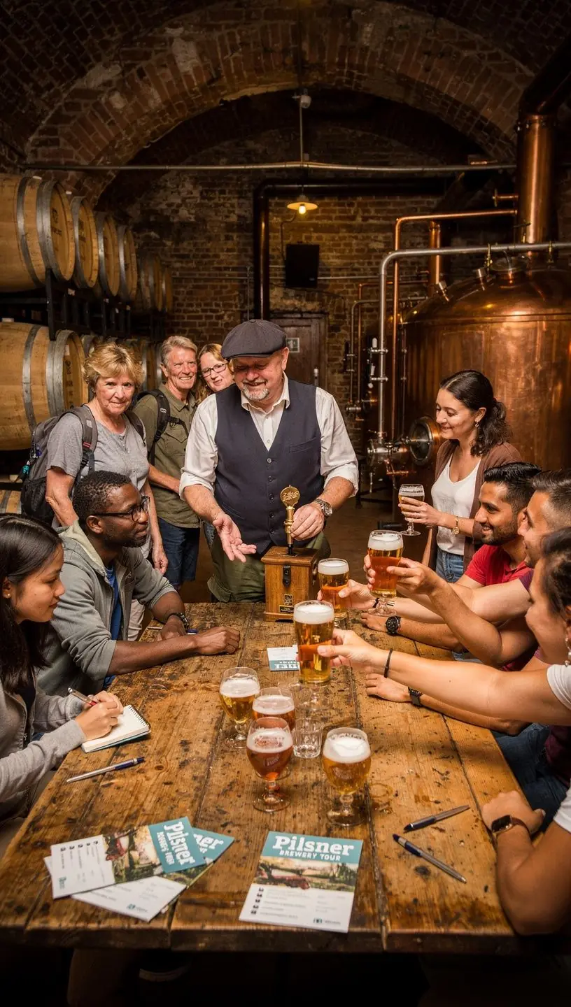 Interiér muzea s vystavenými historickými artefakty a návštěvníky obdivujícími exponáty.