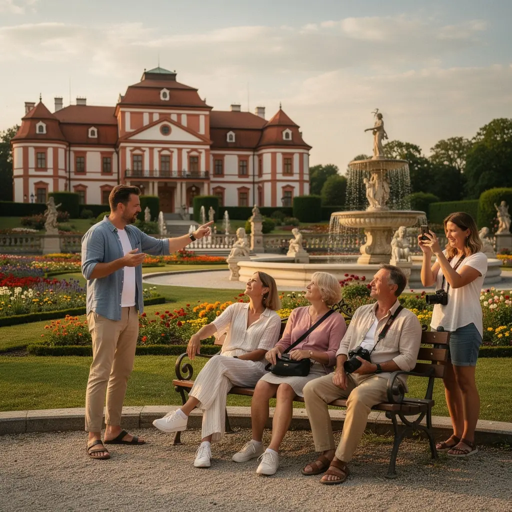 Pohled na živou kulturní akci na náměstí s lidmi tančícími v tradičních kostýmech.
